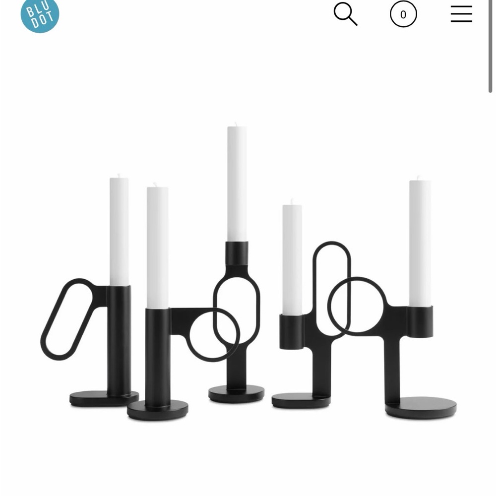 BLU DOT Designer Black Who Goes There? Candleholder Set — Complete Set of 5